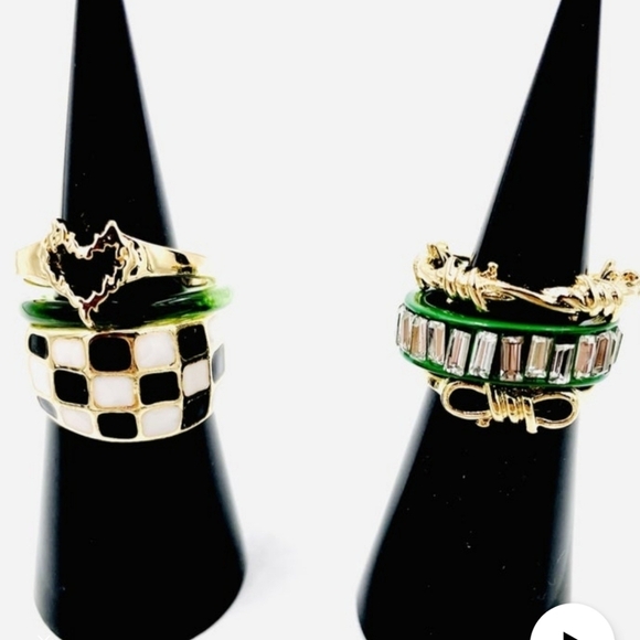 Green and gold stackable ring set assorted sizes size 7 and smaller - Picture 1 of 2